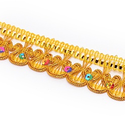Gold Metallic-Garn-Bänder, Jacquardband, Bekleidungszubehör, mit Pailletten, Gold, 1-1/8 Zoll (27 mm), 12 m / Karte