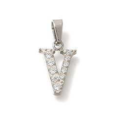 Нержавеющая Сталь Цвет 304 микро нержавеющей стали прокладывать Цирконом подвески, числовые прелести, цвет нержавеющей стали, 12.5x8.5x2 мм, отверстие : 4.5x2.5 мм