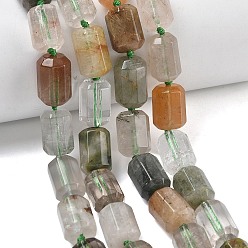 Rutilated Кварц Естественный зеленый Rutilated кварцевые нити бисера, граненые, колонка, 13.5~15x10~10.5x9.5~10 мм, отверстие : 0.8 мм, около 24~25 шт / нитка, 15.91''~16.81'' (40.4~42.7 см)