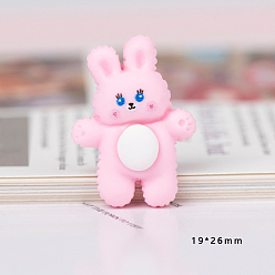 Кролик Непрозрачные кабошоны из смолы, розовый жемчуг, Картина кролика, 26x19 мм