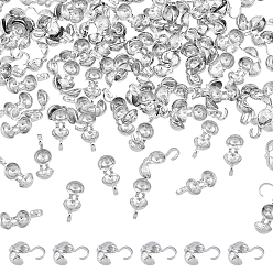 Платина 100шт. латунные наконечники бусин, Калотте заканчивается, крышка раскладушки, платина, 10x4.8 мм, отверстие : 3 мм, внутренний диаметр: 4 мм