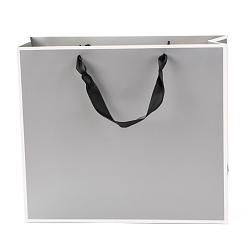 Серебро Прямоугольные бумажные пакеты, с ручками, для подарочных пакетов и сумок, серебряные, 28x32x0.6 см