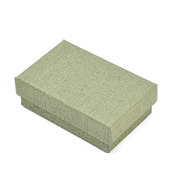 Темный Морско-зеленый Витрины для ювелирных изделий из бумаги, футляры для хранения колец, серег, ожерелий, браслетов, с губкой, прямоугольные, темно-зеленый, 8.1x5.2x2.7 см