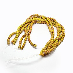 Gold Round Natural Imperial Jasper Beads, Dyed, Gold, 6mm, Hole: 1mm, about 62pcs/strand, 15 inch