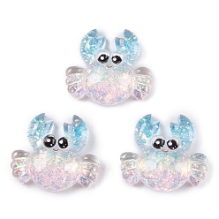 Краб Прозрачная эпоксидная смола декодирует кабошоны, морские животные с блестками, краб, 20x23x7 мм