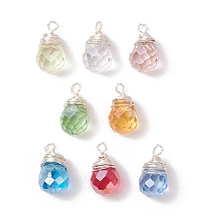 (52) Непрозрачная лаванда Подвески из латуни и стекла, клубника, разноцветные, 14x8 мм, отверстие : 1.6 мм