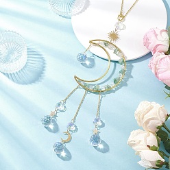 Темный Морско-зеленый Подвесные ловцы солнца из натурального кварца и латуни, стеклянная круглая кисточка для декора на открытом воздухе и в саду, темно-зеленый, 400~402 мм