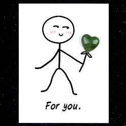 Зеленый Авантюрин Натуральные зеленые авантюриновые украшения в форме сердца, с бумажными карточками, фигурка для украшения дома, энергетический камень рейки для исцеления, 15 мм