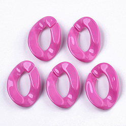 Deep Pink Opaque Acrylic Linking Rings, Quick Link Connectors, for Curb Chains Making, Twist, Deep Pink, 30x21x6mm, Inner Diameter: 16x8mm