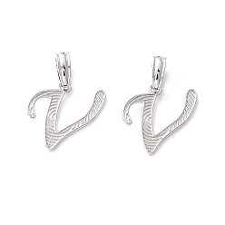 Letter V Подвески с буквами из экологически чистой латуни, настоящее платиновое долговечное покрытие, без кадмия и без свинца, letter.v, 17.5x14.5x1.5 мм, отверстие : 6.5x3.3 мм