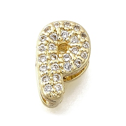 Letter P Латунные микро-паве кубические цирконии буквы многорядные звенья, без свинца и без кадмия, реальный 18 k позолоченный, Письмо P, 9x6x4.5 мм, отверстие : 2.5x1.5 мм