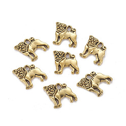 Античное Золото Подвески из тибетского сплава, без кадмия, без никеля и без свинца, бульдог, античное золото , Размер : длиной около 16 мм , шириной 15 мм , толщиной 2 мм , отверстие : 2 мм