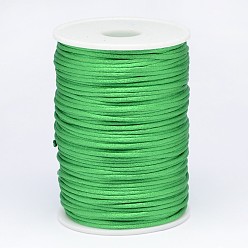 Green Polyester Cord, Satin Rattail Cord, for Beading Jewelry Making, Chinese Knotting, Green, 2mm, about 100yards/roll