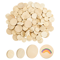 Светло-коричневый 150 шт. 3 стили необработанные деревянные плоские круглые вырезы, товары для рукоделия из дерева, загар, 25~38x5 мм