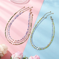 (52) Непрозрачная лаванда Ожерелья из натуральных ракушек в форме сердца и граненых бусин-ронделей из стекла с покрытием цвета AB., с 304 из нержавеющей стали Lobster Claw застежками, золотые, разноцветные, 15.94 дюйм (40.5 см)