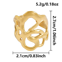 Золотой Нерегулярные 304 открытые манжетные кольца из нержавеющей стали, полый, золотые, 27 мм, внутренний диаметр: 21 мм