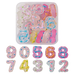 Mixed Color 20Pcs Transparent Frosted Acrylic Beads, with Enamel, Number, Mixed Color, 24~26x17~22x9~11mm, Hole: 2.5mm