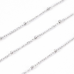 Нержавеющая Сталь Цвет Устойчивы к потускнению 304 цепи из нержавеющей стали, спутниковые сети, с катушкой и бисером, пайки, цвет нержавеющей стали, 1.6x1x0.3 мм, 2x1 мм, около 32.8 футов (10 м) / рулон