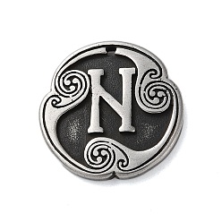 Античное Серебро Подвески из сплава с руническими буквами, круглые, античное серебро, 25x3 мм, отверстие : 1.6 мм