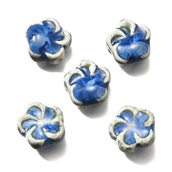 Dodger Azul Cuentas de porcelana hechas a mano, flor, azul dodger, 14.5x15x6.5 mm, agujero: 2 mm
