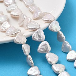 Белый Дым Натуральный жемчуг в стиле барокко кеши, культивированный пресноводный жемчуг, сердце, Топ пробуренной, серый, 12~14x11~12x3.5~4.5 мм, отверстие : 0.7 мм, около 32~33 шт / нитка, 14.96~15.20'' (38~38.6 см)