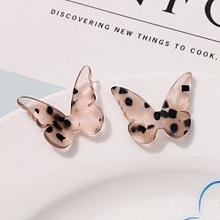 Pêche Cabochons d'acétate de cellulose (résine), papillon, peachpuff, 22x27mm