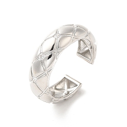 Платина Открытые манжеты из латуни с микропаве и кубическим цирконием, без кадмия и без свинца, ромб, платина, внутренний диаметр: 18 мм