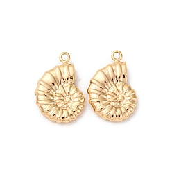 Настоящее золото 18K Латунные подвески, без кадмия, без никеля и без свинца, раковина, реальный 18 k позолоченный, 19.5x13x3 мм, отверстие : 1.5 мм