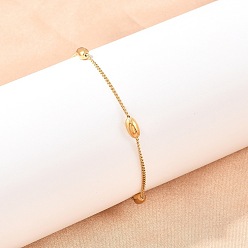 Золотой 201 Браслеты из нержавеющей стали с панцирной цепью для женщин, с овальными бисера, золотые, 6-7/8 дюйм (17.6 см)