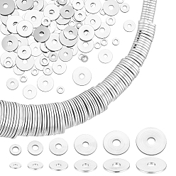 Платинированный 6 стили латунные бусины, плоско-круглые, Реальная платина, 3~8x0.5 мм, отверстие : 1.5~2 мм