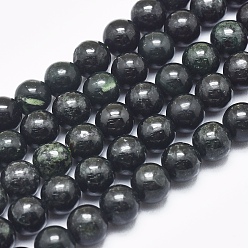 Black Jade Натура Мьянма черные нефритовые бусы пряди, круглые, 8 мм, отверстие : 1 мм, около 50 шт / нитка, 15.75 дюйм (40 см)