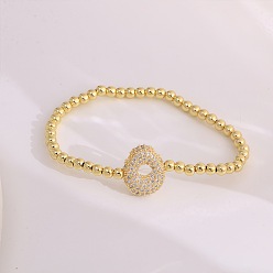 Letter O Женские браслеты из латуни с микропаве из прозрачных кубических цирконий, буквы, золотые, Письмо O, 6.69 дюйм (17 см)