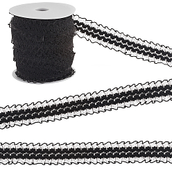 Черный 1 рулон трикотажной лески нейлоновая эластичная кружевная отделка, Эластичная цветочная кружевная лента для шитья украшения, с пластиковыми катушками для ниток 1ПК, чёрные, 1 дюйм (25 мм), 20 м / рулон