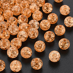 Sandy Brown Transparent Crackle Acrylic Beads, Round, Sandy Brown, 8x7mm, Hole: 1.8~2mm, about 1745pcs/500g