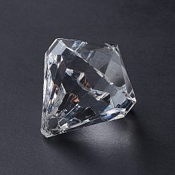 Clear Transparent Acrylic Faceted Diamond Pendants, Clear, 31x28mm, Hole: 3mm, about 52pcs/500g