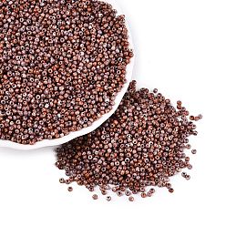 Chocolate Picasso Glass Seed Beads, Round Hole, Rondelle, Chocolate, 2~2.5x1.5~2mm, Hole: 0.7~0.8mm, about 36000pcs/pound