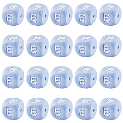 Letter E 20 силиконовые бусины с синими кубическими буквами 12x12x12 мм квадратные кубики алфавита бусины с 2 мм отверстием распорка свободные бусины с буквами для браслета, ожерелья, ювелирных изделий, letter.e, 12 мм, отверстие : 2 мм