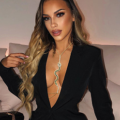 Золотой Змеиный сплав кристалл горный хрусталь цепи для тела, сексуальная цепь для тела, золотые, 220~700 мм