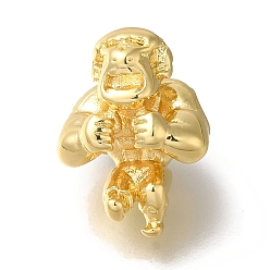 Настоящее золото 18K Стойка металлизированный латунь европейский бисер, бусины с большим отверстием, долговечный, мышцы человека, реальный 18 k позолоченный, 18x13x11 мм, отверстие : 4 мм