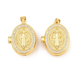 Настоящее золото 18K Религиозные латунные медальоны-подвески, без кадмия и без свинца, реальный 18 k позолоченный, стойки покрытие, долговечный, овал с подвесками святых, реальный 18 k позолоченный, 27x21x8 мм, отверстие : 3x5 мм