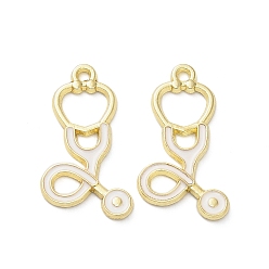 Белый Подвески из эмали и сплава, золотые, медицинская тема, эхоскоп, белые, 26x15x1.5 мм, отверстие : 1.8 мм