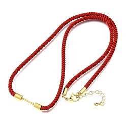 Темно-Красный 3мм круглые нейлоновые миланские шнуры для изготовления ожерелий, с латунными выводами и 303 застежками из лобстера из нержавеющей стали, золотые, долговечный, стойки покрытие, темно-красный, 19.53 дюйм (49.6 см)