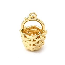 Настоящее золото 18K Латунные подвески, корзина, долговечный, без свинца и без кадмия, стойки покрытие, с целью перехода в кольце, реальный 18 k позолоченный, 18.5x13x12 мм, отверстие : 3.5 мм