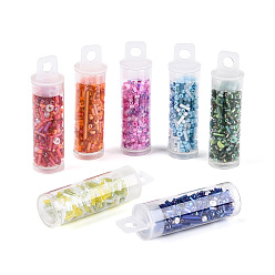 (52) Непрозрачная лаванда 7 бутылки наборы стеклянных бусин своими руками, разнообразные, разнообразные, разноцветные, 1~25.5x1.5~5 мм, отверстие : 0.6~1.5 мм, емкость: 10 мл (0.34 жидких унций)