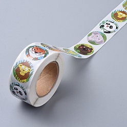 Other Animal Самоклеящиеся бумажные наклейки, для партии, декоративные подарки, плоско-круглые, животное рисунок, 25 мм, 500 шт / рулон