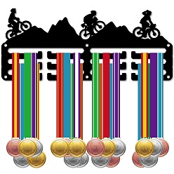 Bicycle Спортивная тема железная вешалка для медалей настенная стойка для дисплея, 3-линия, с винтами, велосипед, 130x290 мм, отверстие : 5 мм