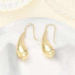 Chapado en Oro Real de 14K Pendientes colgantes de bronce, lágrima, real 14 k chapado en oro, 33x9 mm