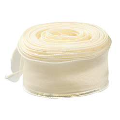 Mousseline au Citron 1ruban d'organza pour sac, ruban en mousseline de soie transparente, pour l'emballage de colis, fabrication d'accessoires de pinces à cheveux, mousseline de citron, 2-1/8 pouces (55 mm), environ 37.18 yards (34m)/ensemble