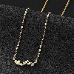 Золотой 925 ожерелья из стерлингового серебра с микропаве из прозрачных кубических цирконий с несколькими подвесками в форме сердца для женщин, золотые, 15.75 дюйм (40 см)