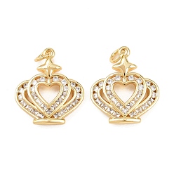 Настоящее золото 18K Латунные микро проложить кубического циркония подвески, корона прелести, долговечный, стойки покрытие, без свинца и без кадмия, с целью перехода в кольце, реальный 18 k позолоченный, 19x16.5x2.5 мм, отверстие : 3 мм